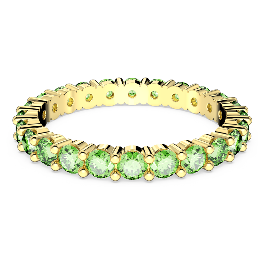 swarovski matrix ring  round cut  green  gold tone plated