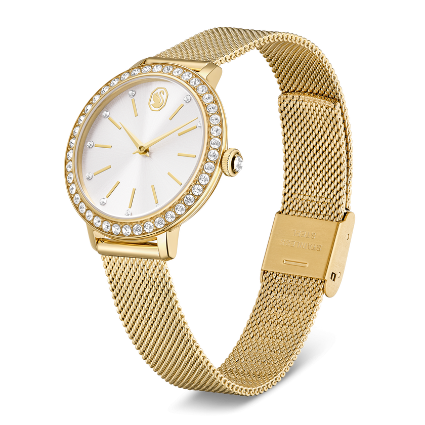 swarovski certa watch  metal bracelet  gold tone  gold tone finish