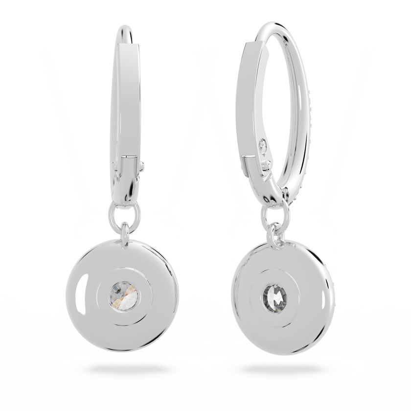 swarovski angelic drop earrings  round cut  white  rhodium plated