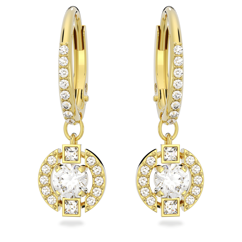 swarovski sparkling dance drop earrings  round cut  white  gold tone plated