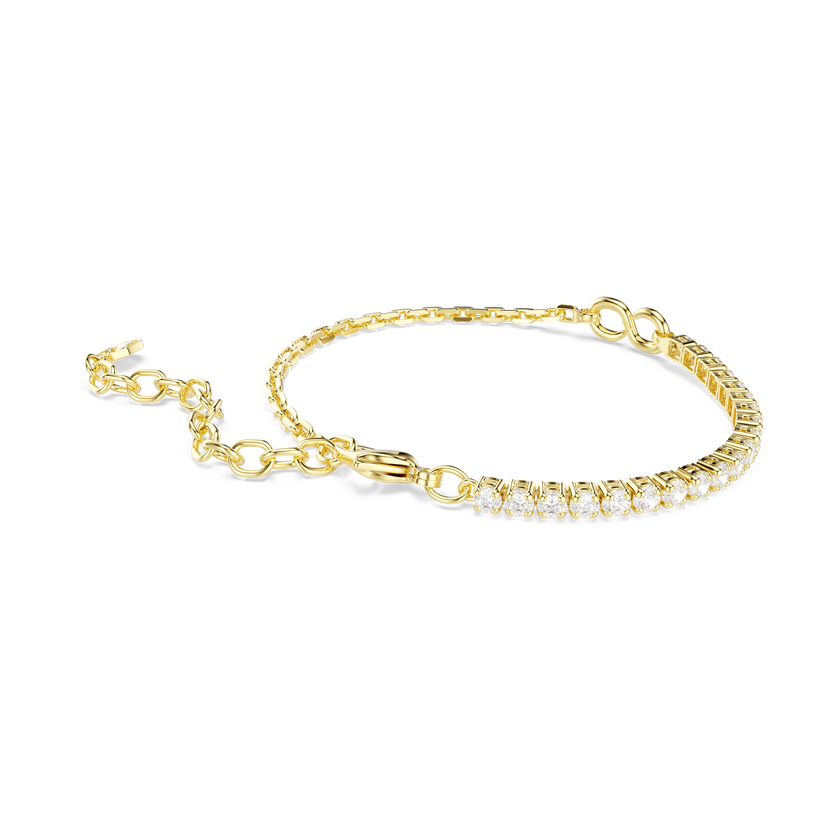 swarovski matrix bracelet  round cut  white  18k gold finish
