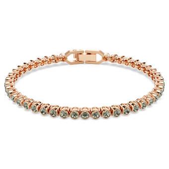 swarovski imber emily tennis bracelet  round cut  black  rose gold tone plated