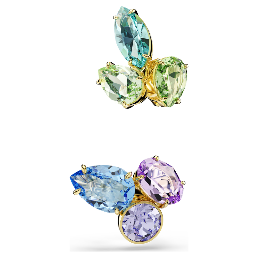 swarovski gema ear cuffs  asymmetrical design  mixed cuts  multicolored  gold tone plated