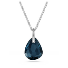 swarovski galet pendant  blue  rhodium plated