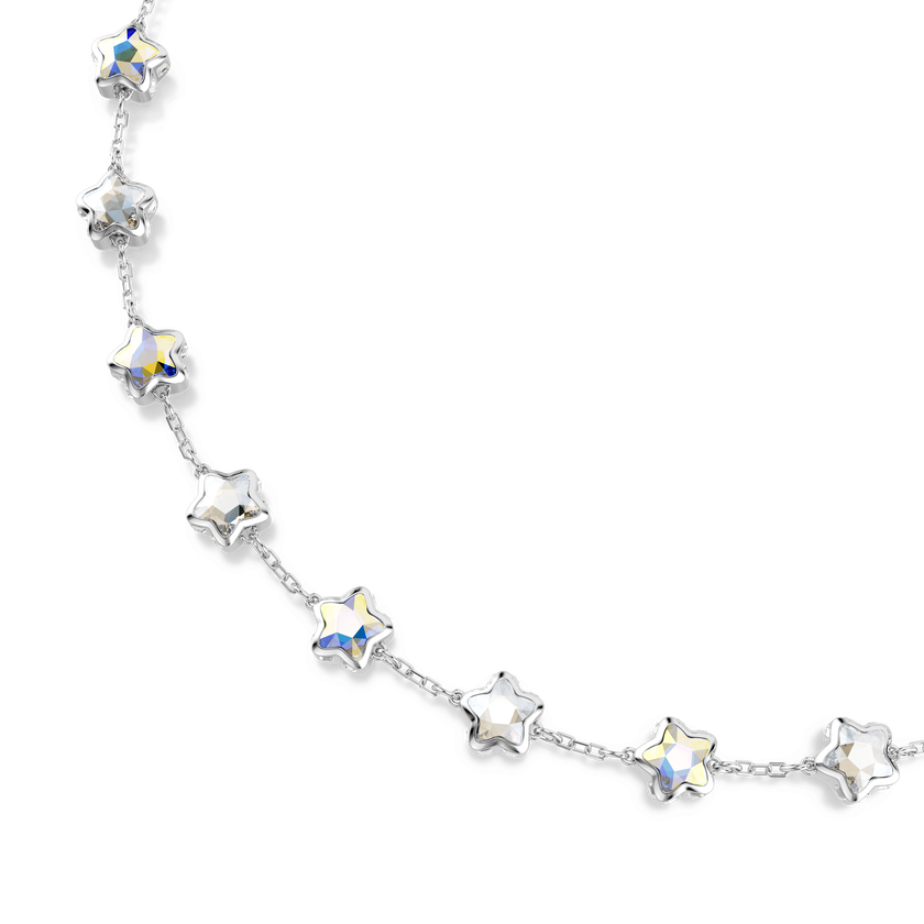 swarovski chroma necklace  mixed cuts  star  white  rhodium plated