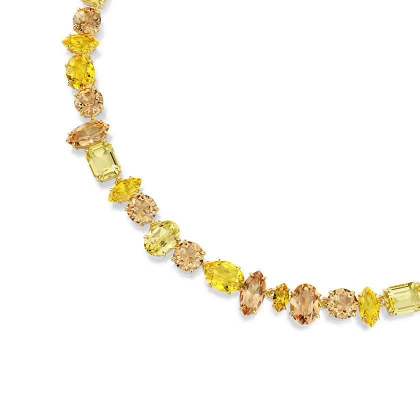 swarovski gema necklace  mixed cuts  yellow  18k gold finish