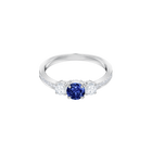 swarovski attract trilogy round ring blue rhodium plating