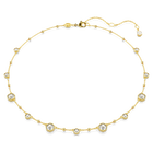 Imber necklace, Round cut, Scattered design, White, Gold-tone plated
