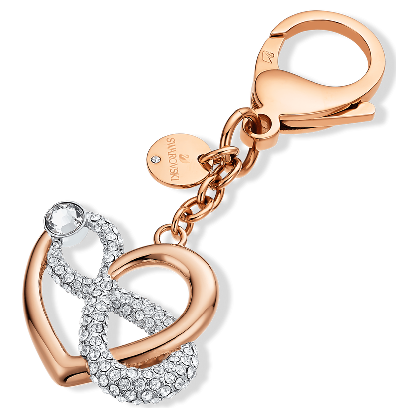swarovski infinite bag charm  infinity and heart  white  mixed metal finish