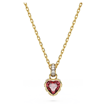 swarovski chroma pendant  heart  red  18k gold finish