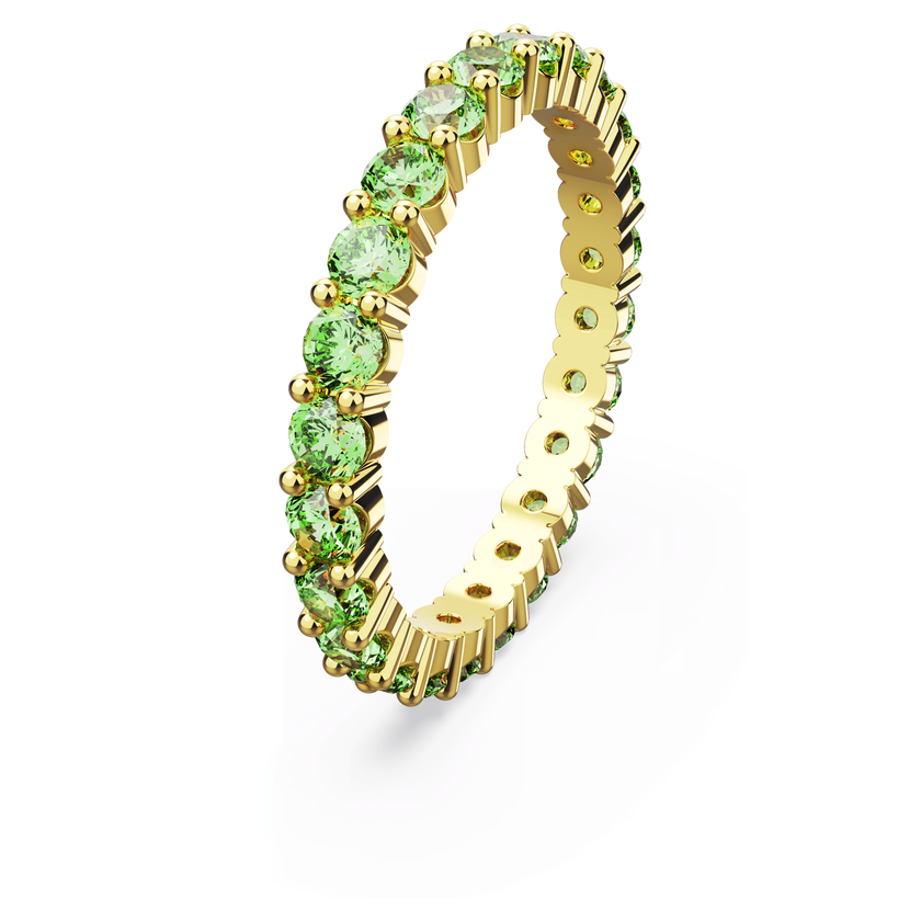 swarovski matrix ring  round cut  green  gold tone plated