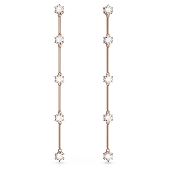 swarovski constella drop earrings round cut white rose gold tone plated