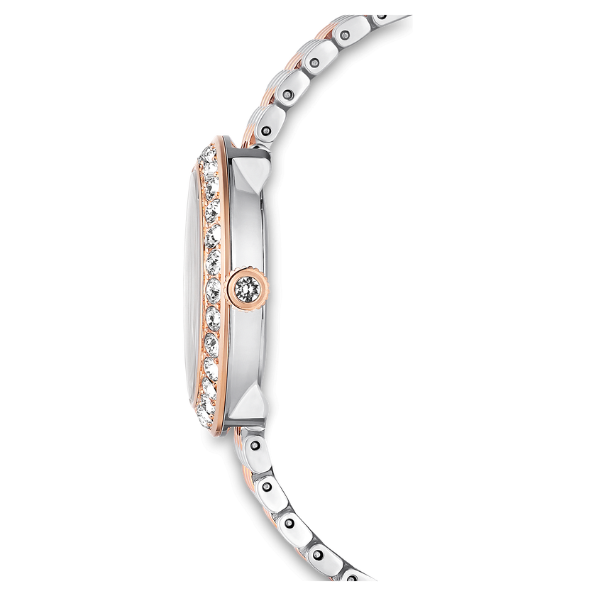 swarovski certa watch  swiss made  metal bracelet  rose gold tone  mixed metal finish