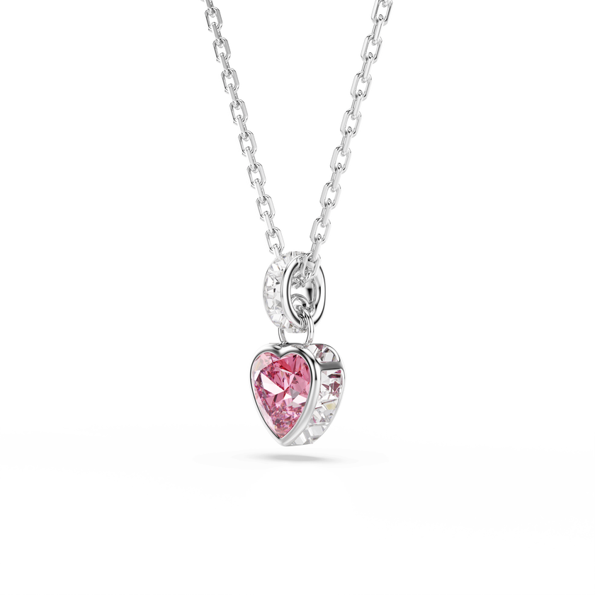 swarovski chroma pendant  mixed cuts  pink  rhodium plated