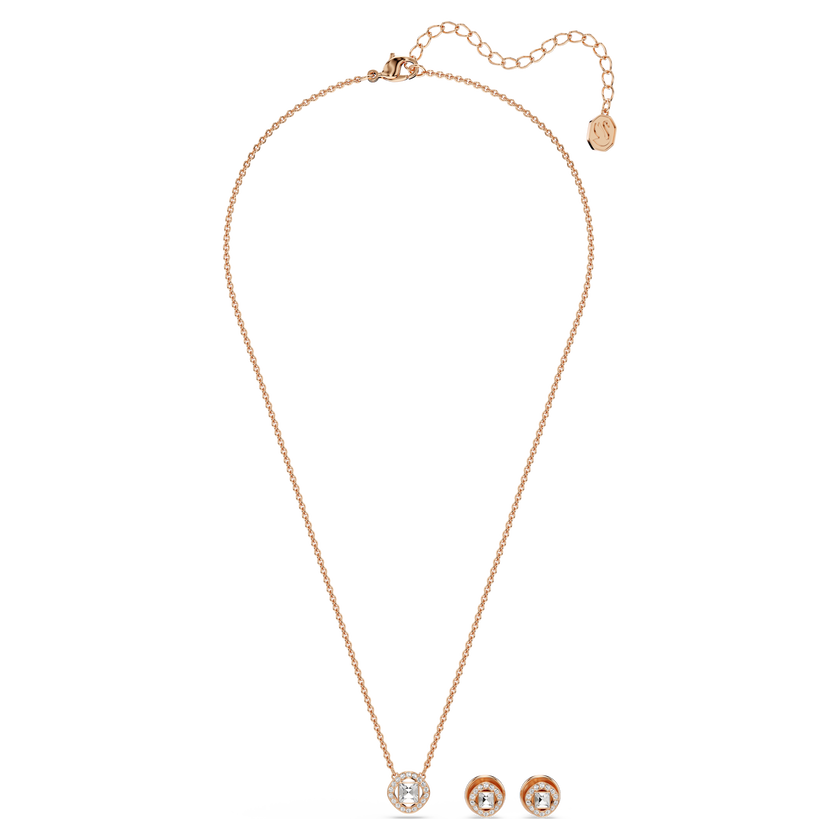 swarovski una angelic set  round cut  white  18k rose gold finish