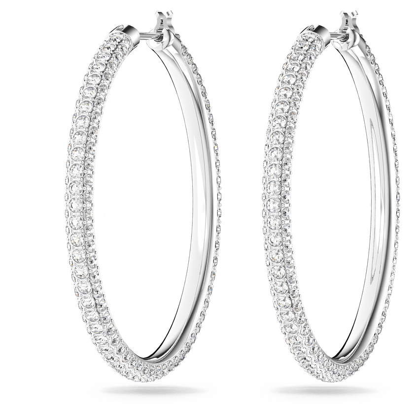 swarovski dextera hoop earrings  pav   large  white  rhodium plated