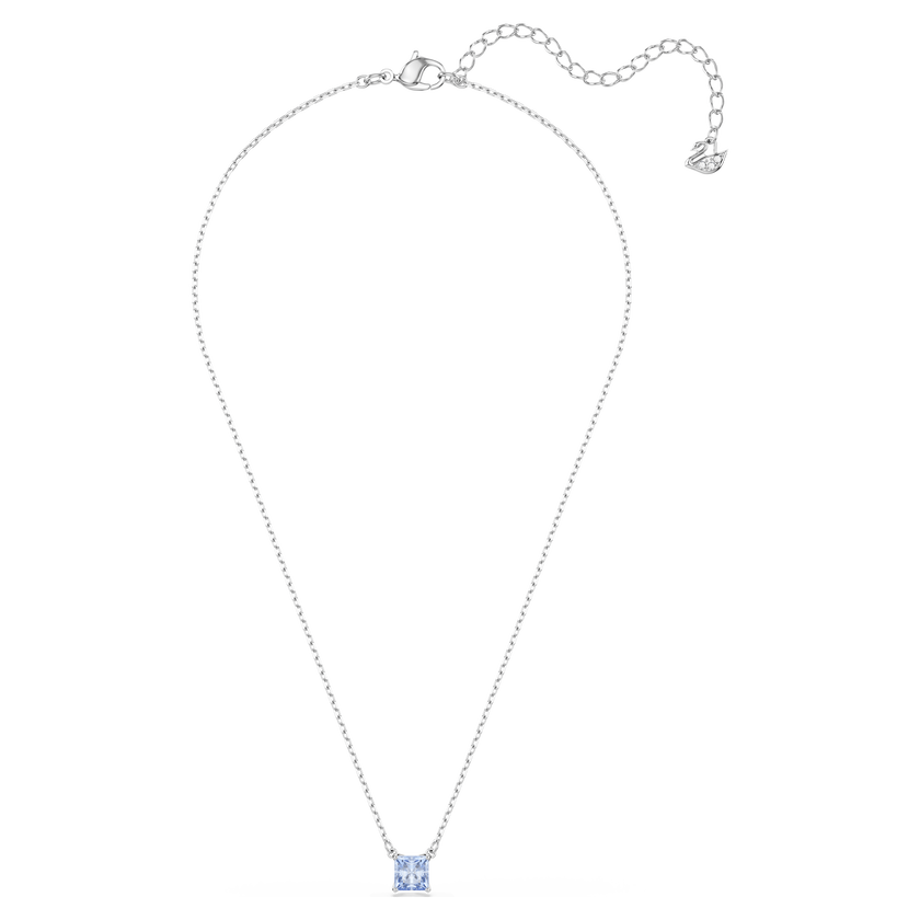swarovski matrix pendant  square cut  blue  rhodium plated