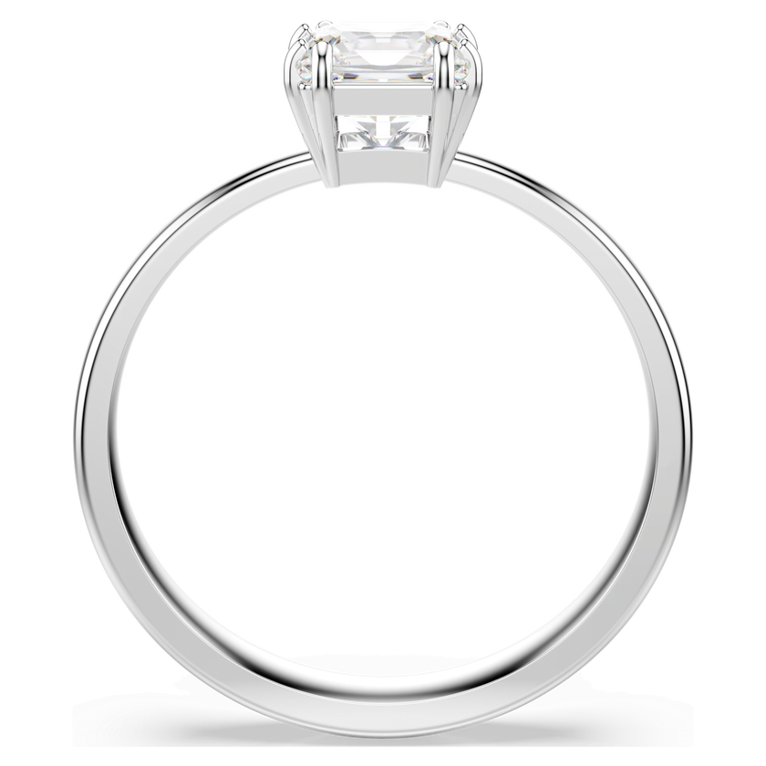 swarovski attract ring  square cut  white  rhodium plated
