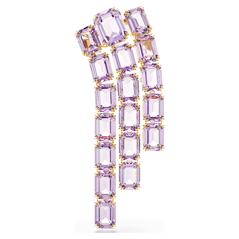 swarovski millenia brooch  octagon cut  purple  gold tone plated