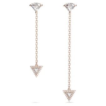 swarovski ortyx drop earrings  triangle cut  asymmetric design  white  rose gold tone plated