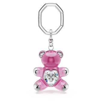 swarovski teddy key ring  bear  pink  rhodium plated