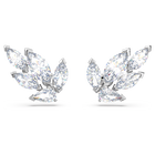 swarovski louison stud earrings  leaf  white  rhodium plated
