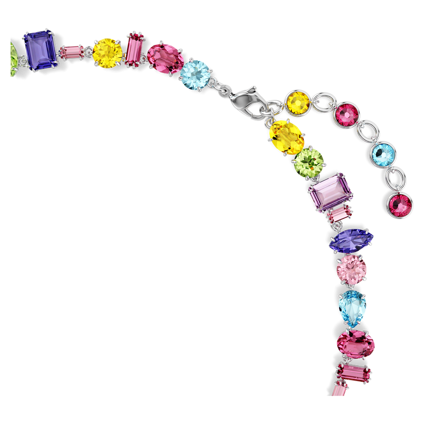 swarovski gema necklace  mixed cuts  multicolored  rhodium plated