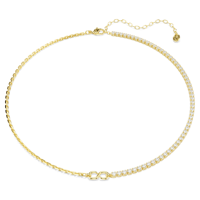 swarovski matrix necklace  round cut  white  18k gold finish