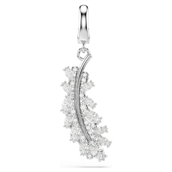 swarovski vienna charm  mixed cuts  feather  white  rhodium plated
