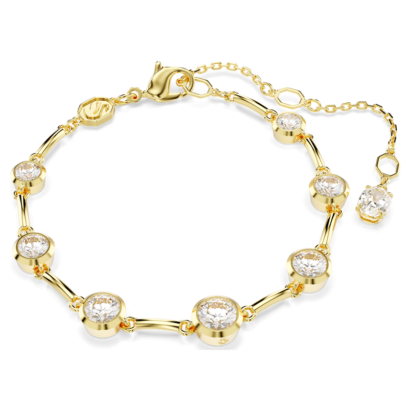 swarovski imber tennis bracelet  mixed round cuts  white  gold tone plated
