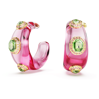 swarovski dulcis hoop earrings mixed cuts multicolored gold tone plated