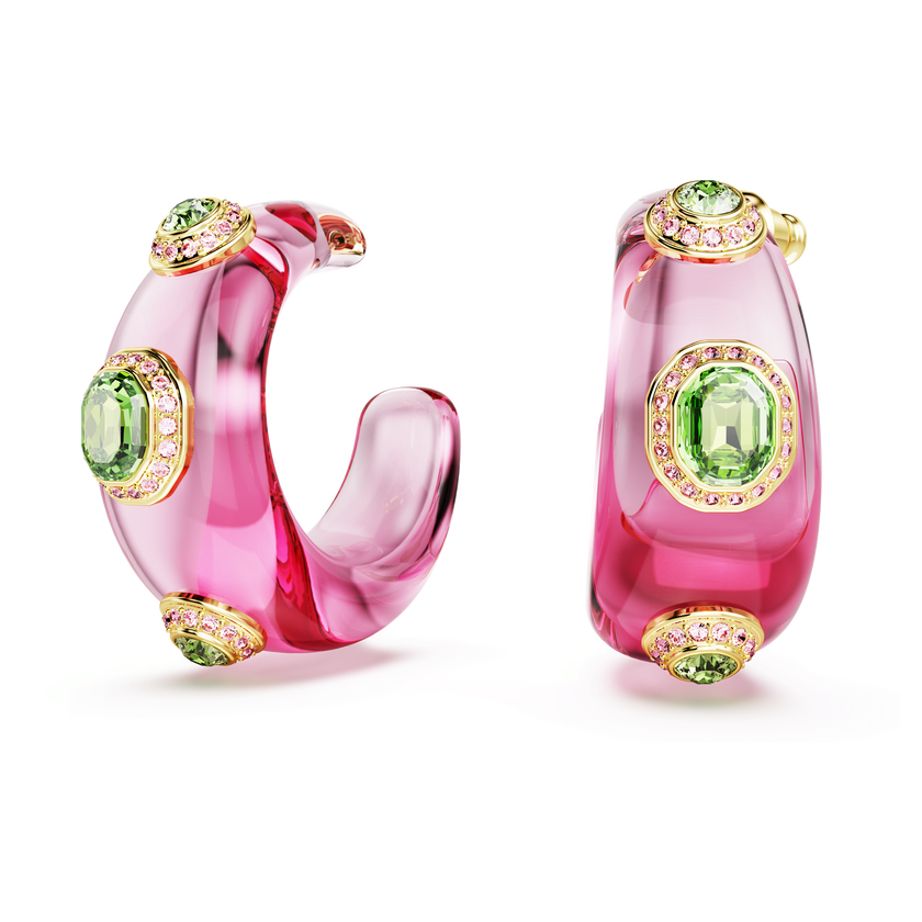 swarovski dulcis hoop earrings  mixed cuts  multicolored  gold tone plated