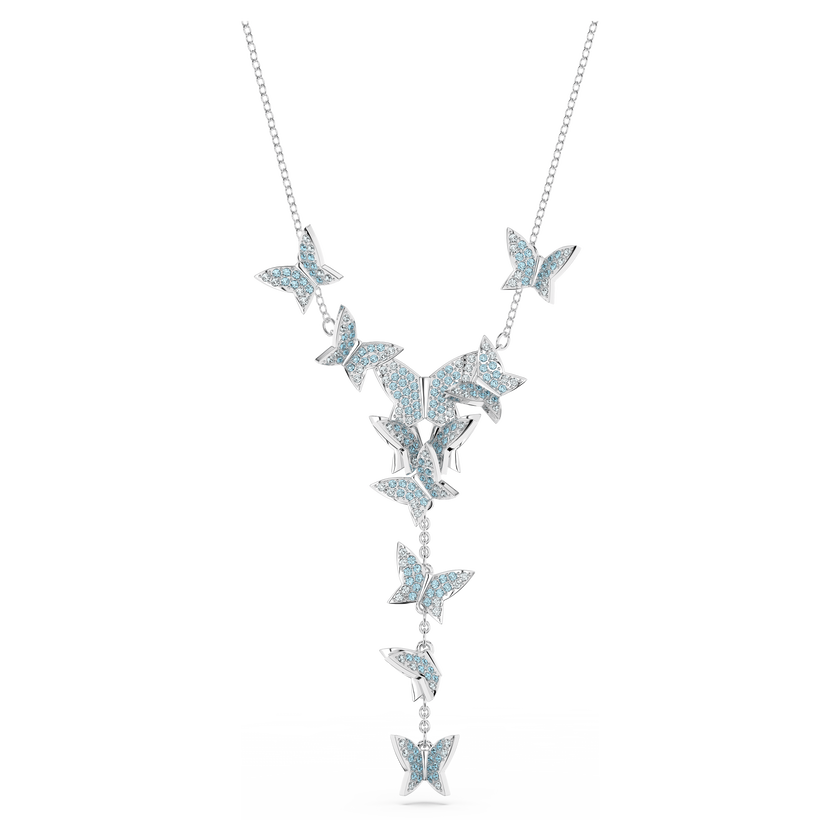 swarovski lilia y necklace  butterfly  blue  rhodium plated