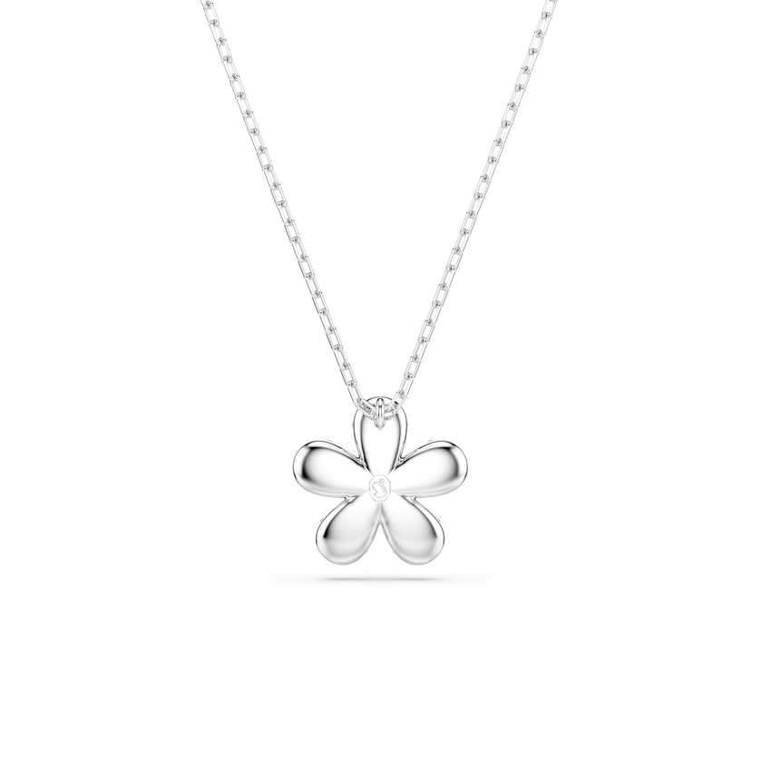 swarovski tough pendant  pav   flower  white  mixed metal finish