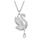 Swarovski Iconic Swan necklace, Swan, Long, White, Rhodium plated