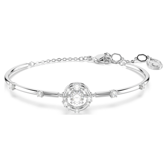 swarovski constella bangle  round cut  dancing stone  white  rhodium plated