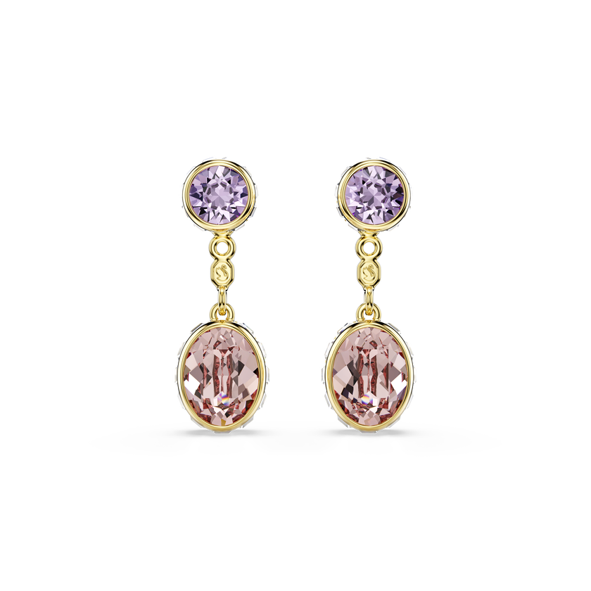 swarovski chroma drop earrings  mixed cuts  multicolored  gold tone plated
