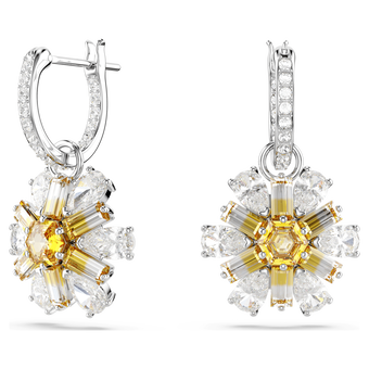 swarovski idyllia drop earrings flower yellow rhodium plated
