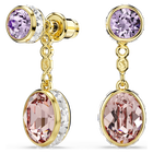 swarovski chroma drop earrings  mixed cuts  multicolored  gold tone plated