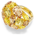 swarovski gema cocktail ring mixed cuts yellow gold tone plated