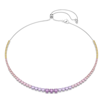 swarovski matrix necklace  gradient of round cuts  multicolored  rhodium plated