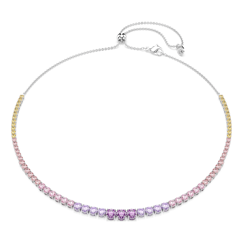 swarovski matrix necklace  gradient of round cuts  multicolored  rhodium plated