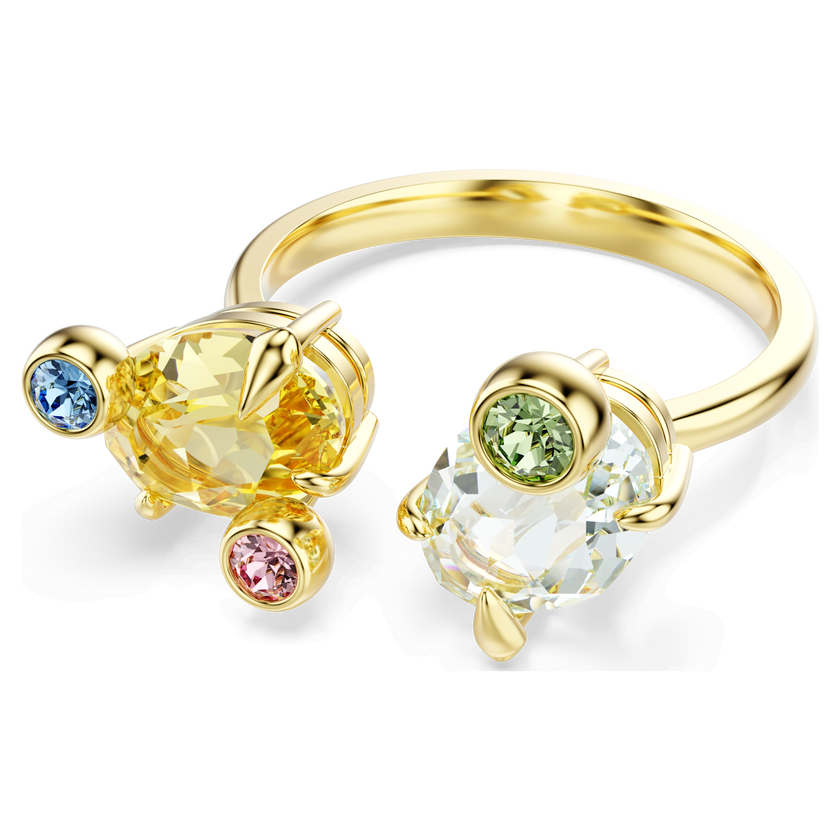 swarovski gema ring  set  3   mixed cuts  multicolored  gold tone plated