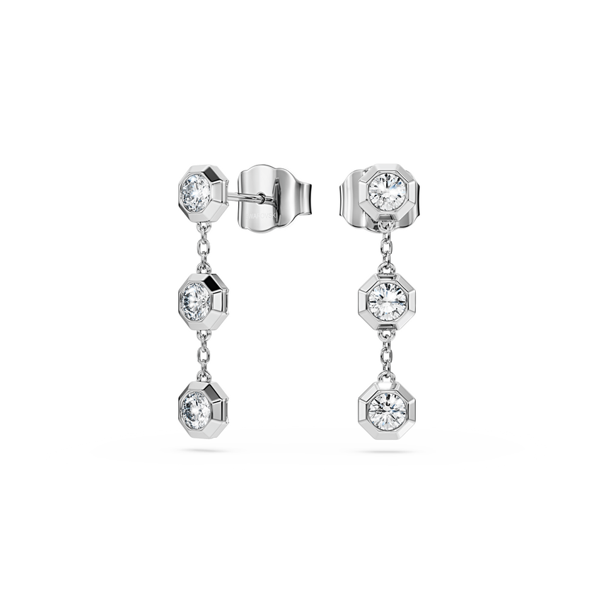 swarovski octagon drop earrings  lab grown diamonds 0 6 ct tw  round shape  sterling silver