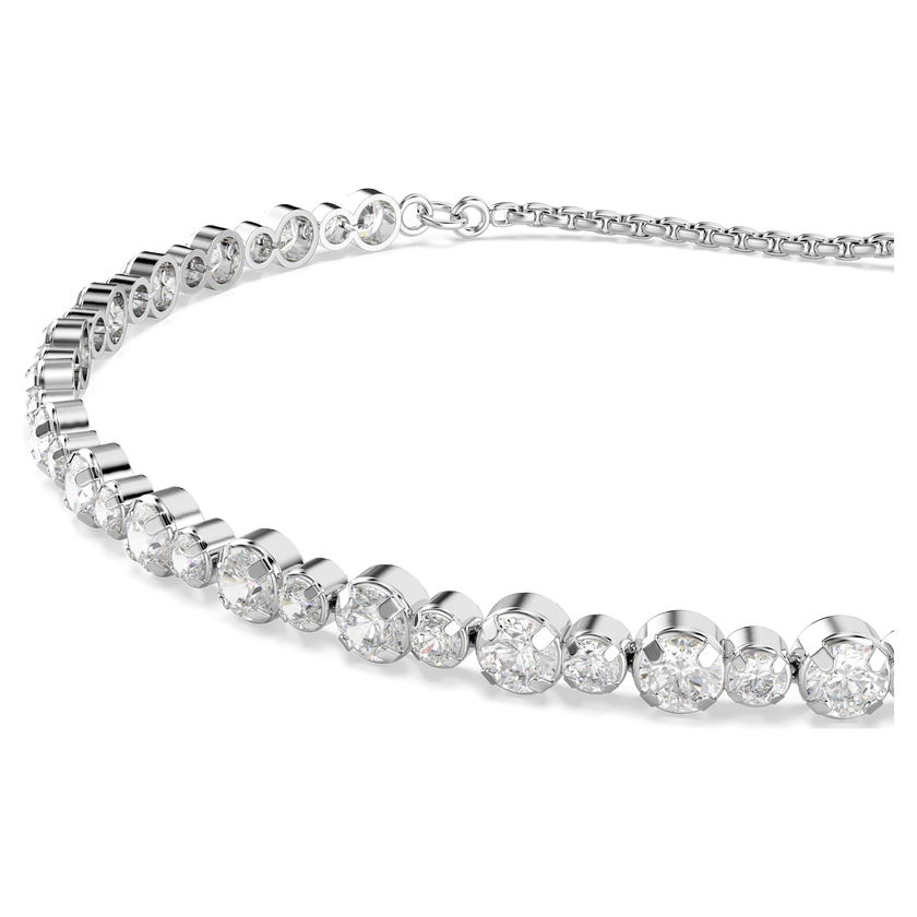 swarovski matrix tennis bracelet  mixed round cuts  white  rhodium plated
