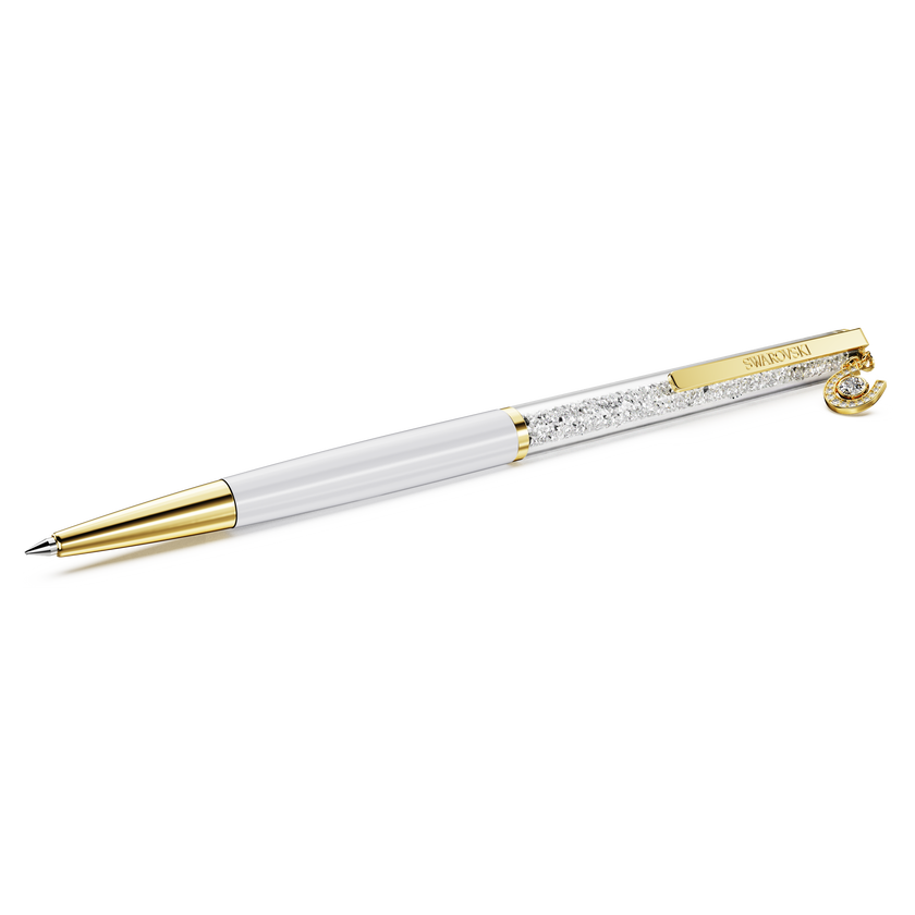 swarovski crystalline ballpoint pen  horse shoe  white  white lacquered  gold tone plated