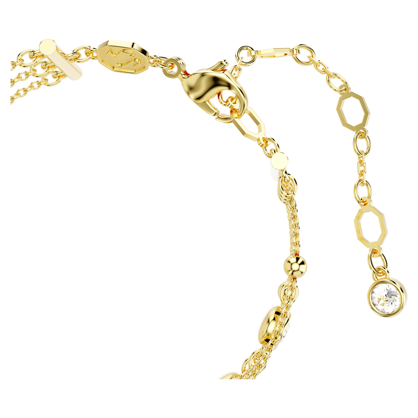 swarovski imber wide bracelet  round cut  white  gold tone plated