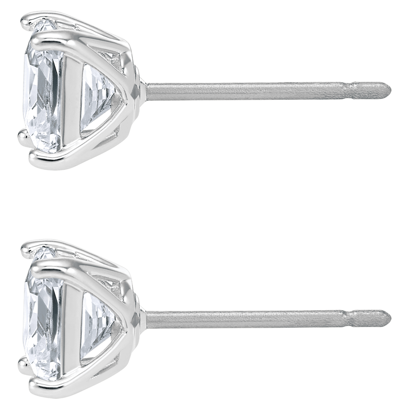 swarovski attract stud earrings  square cut  white  rhodium plated