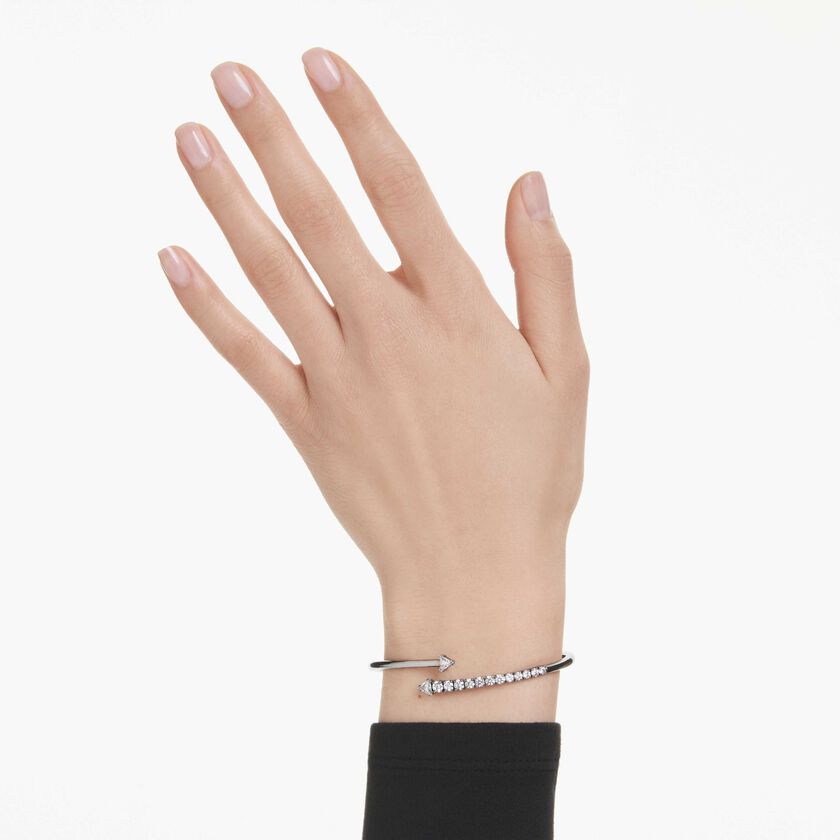 swarovski sublima bangle  white  ruthenium plated