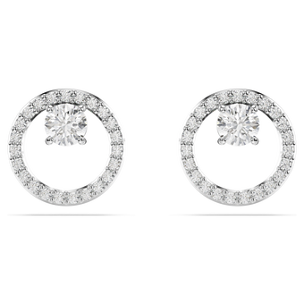 swarovski constella stud earrings round cut white rhodium plated